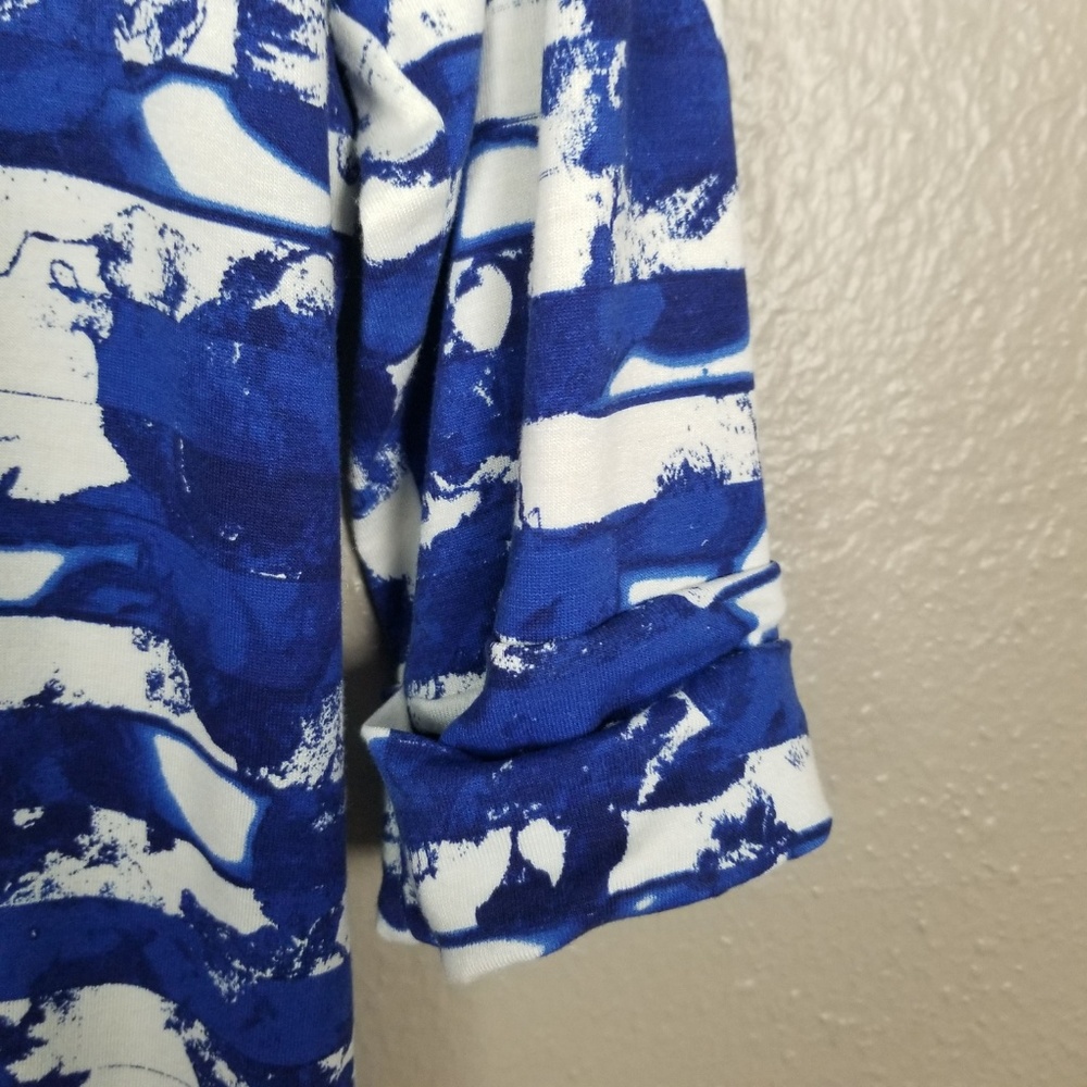 Peck & Peck Blue, White, Black PXL 3/4 Sleeve Top - Picture 2 of 5